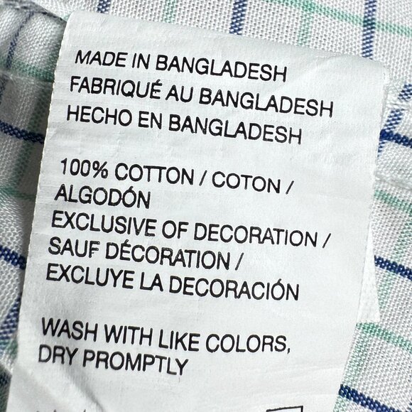 IZOD 4XLT Plaid Button Down Shirt Men’s Blue Green Cotton Long Sleeve - Picture 10 of 10